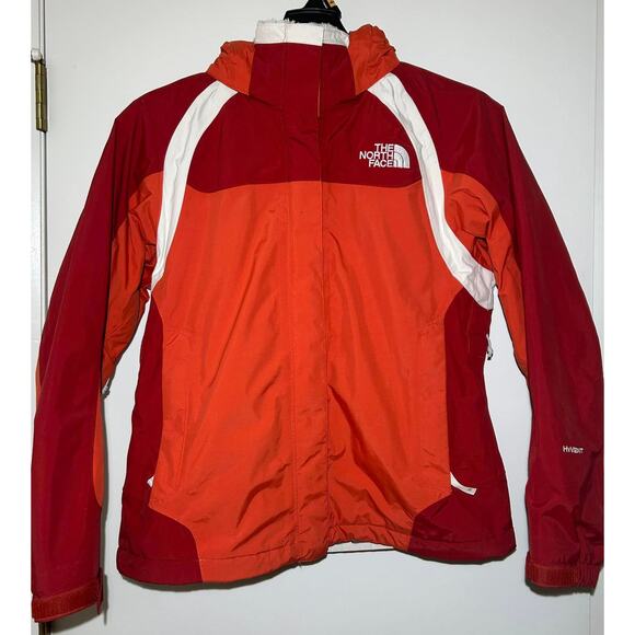 THE NORTH FACE Hyvent Two-Tone Orange Red Jacket Coat Hooded Zip Womens S - Picture 1 of 8
